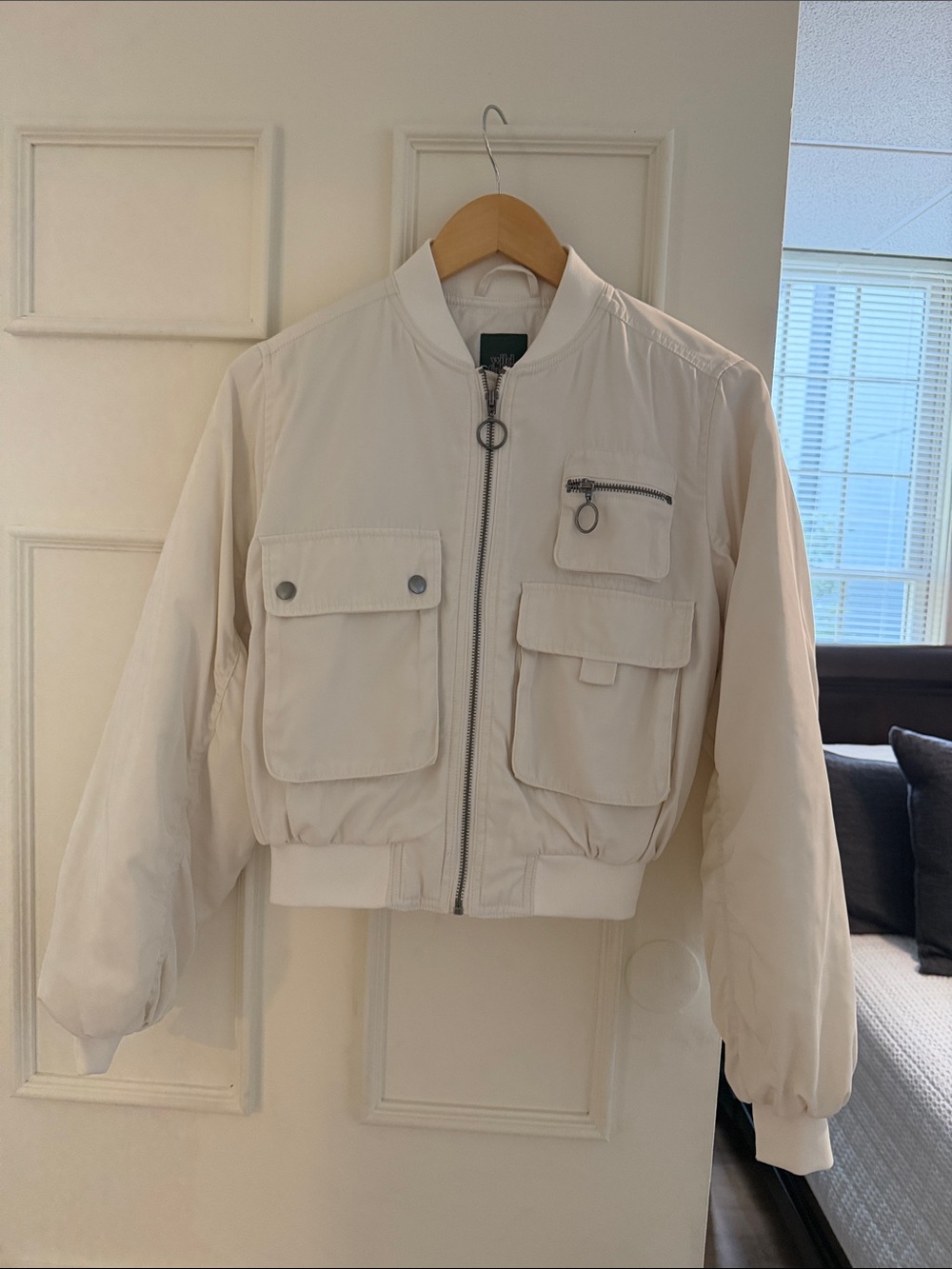 wild fable Cream Utility Bomber Jacket